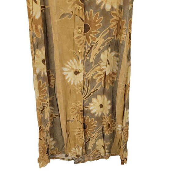 Vtg 80's Womens Jams World Dress Button Down Aline Tank Pockets Botanical Tan XL - Picture 7 of 10